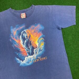 Vintage Disney The Lion King Shirt Mens L Blue Mufasa Movie Promo 90s USA Tee